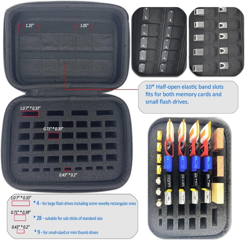 JBOS USB Flash Drive Case Memory Card Holder Thumb Drive Organizer USB Drives Storage Box for Sandisk/Samsung/SamData/Inland/PNY/Netac/ (Case Only with Label and Strap) - Image 3